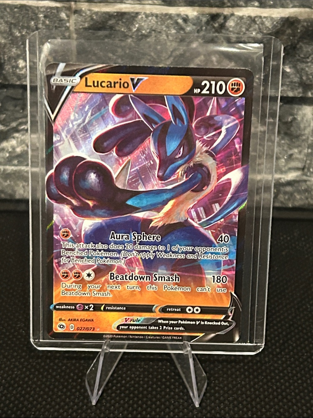 Pokemon Lucario V 027/073 Full Art Ultra Rare Holo from the Champions Path Set